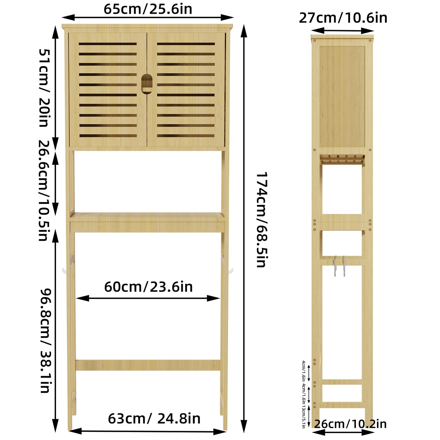 Bamboo Over-the-Toilet Bathroom Storage Cabinet