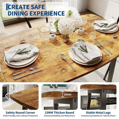 5 Piece Dining Table Set For 4 with Storage Shelf