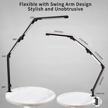 Flexible 4 sections Swing Arm Three Light Sources Desk Light