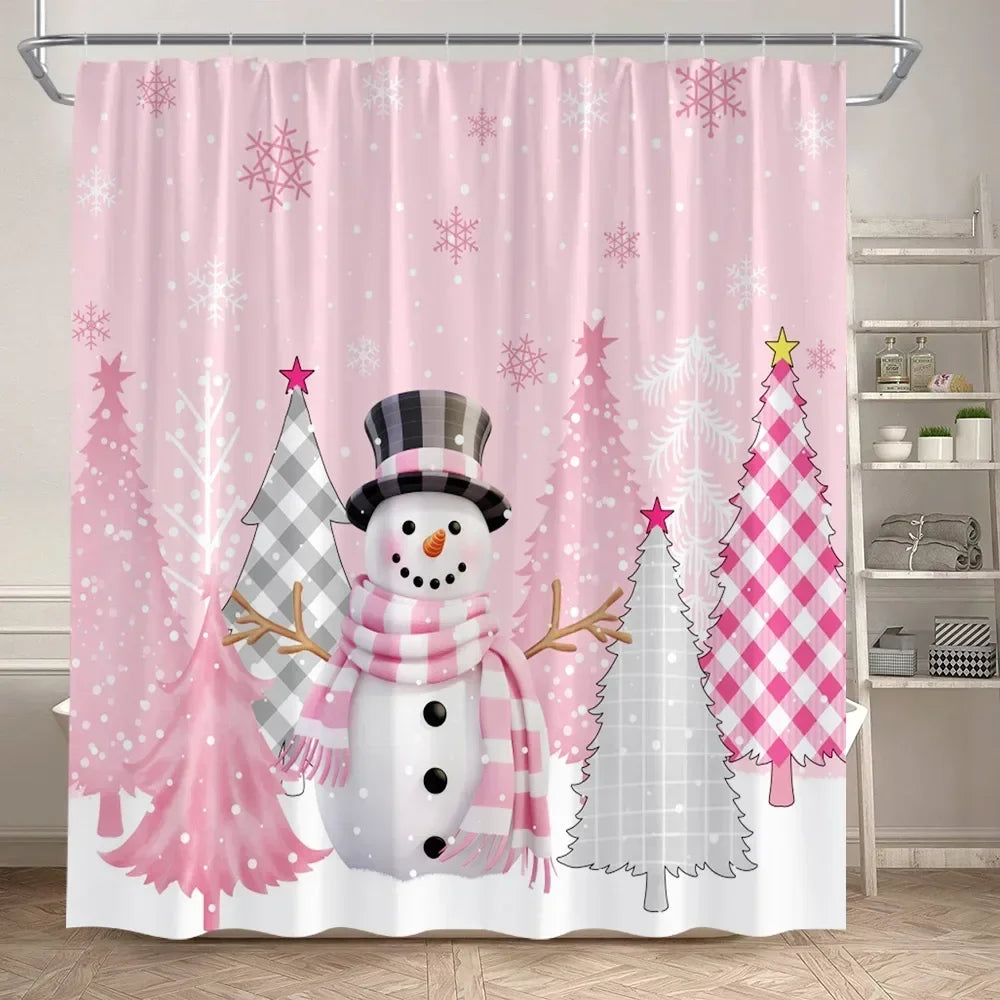 Christmas Shower Curtain & Bath Mat Set