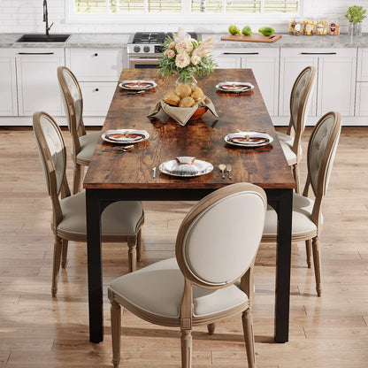 Long Rectangular Rustic Wood Dining Table for 6-8 People