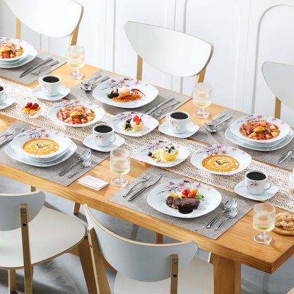 Porcelain Pink Floral Plates Dinner Set