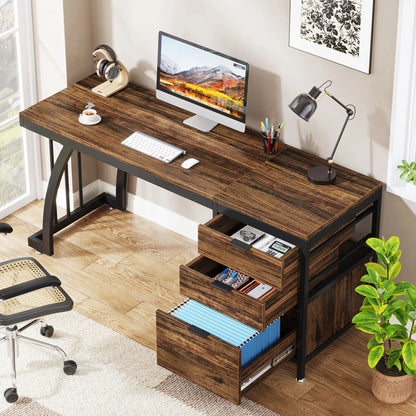 59-Inch PC Desk with 3 Reversible Drawers
