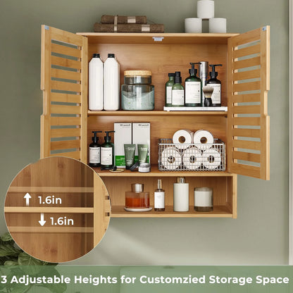 Wall Mounted Bamboo Medicine Cabinet