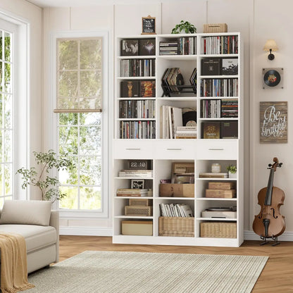 47" Wide Bookshelf with 3 Storage Drawers