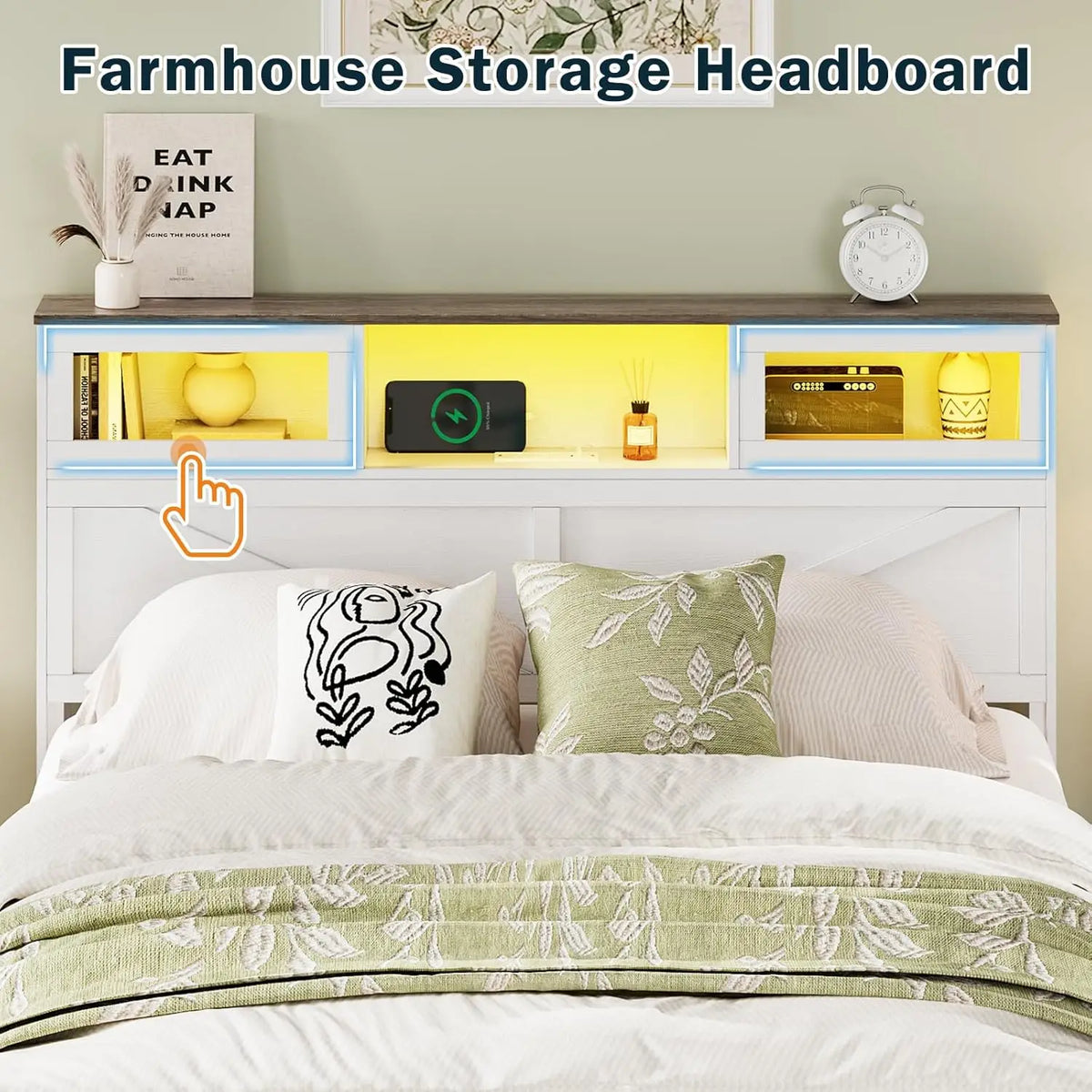 Full Size LED Bed Frame with Storage