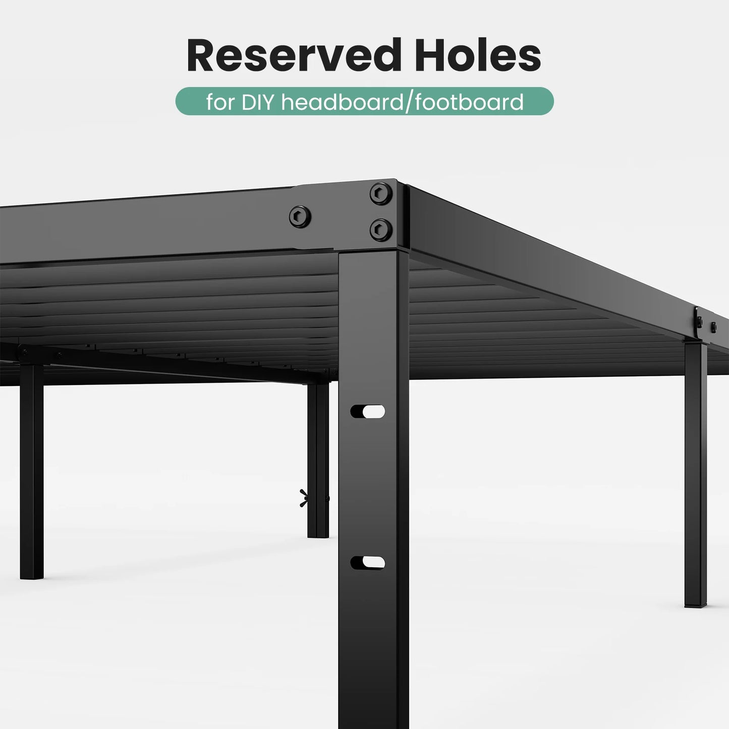 Basic Sturdy Steel Slat Support Bed Frame with 12" Storage Space