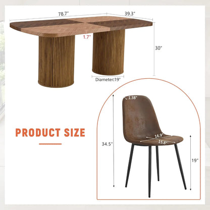 79" Modern Wood Dining Table Set for 8