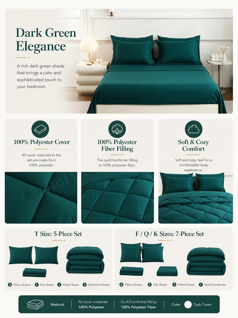 5pcs/7pcs Twin, Full, Queen, King, Bedding Sets with Comforter
