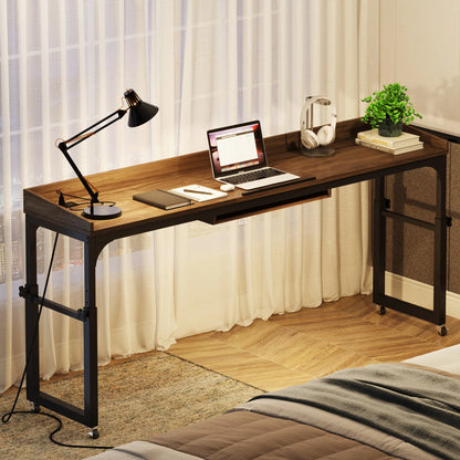 Queen Size Over Bed Desk with Adjustable Tilt Stand & Wheels
