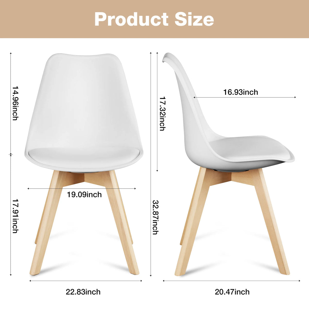 4 Leather Dining Chairs with Wood Legs