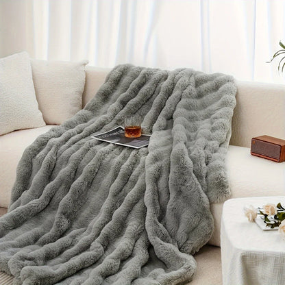 Soft & Cozy Warm Faux Rabbit Fur Throw Blanket
