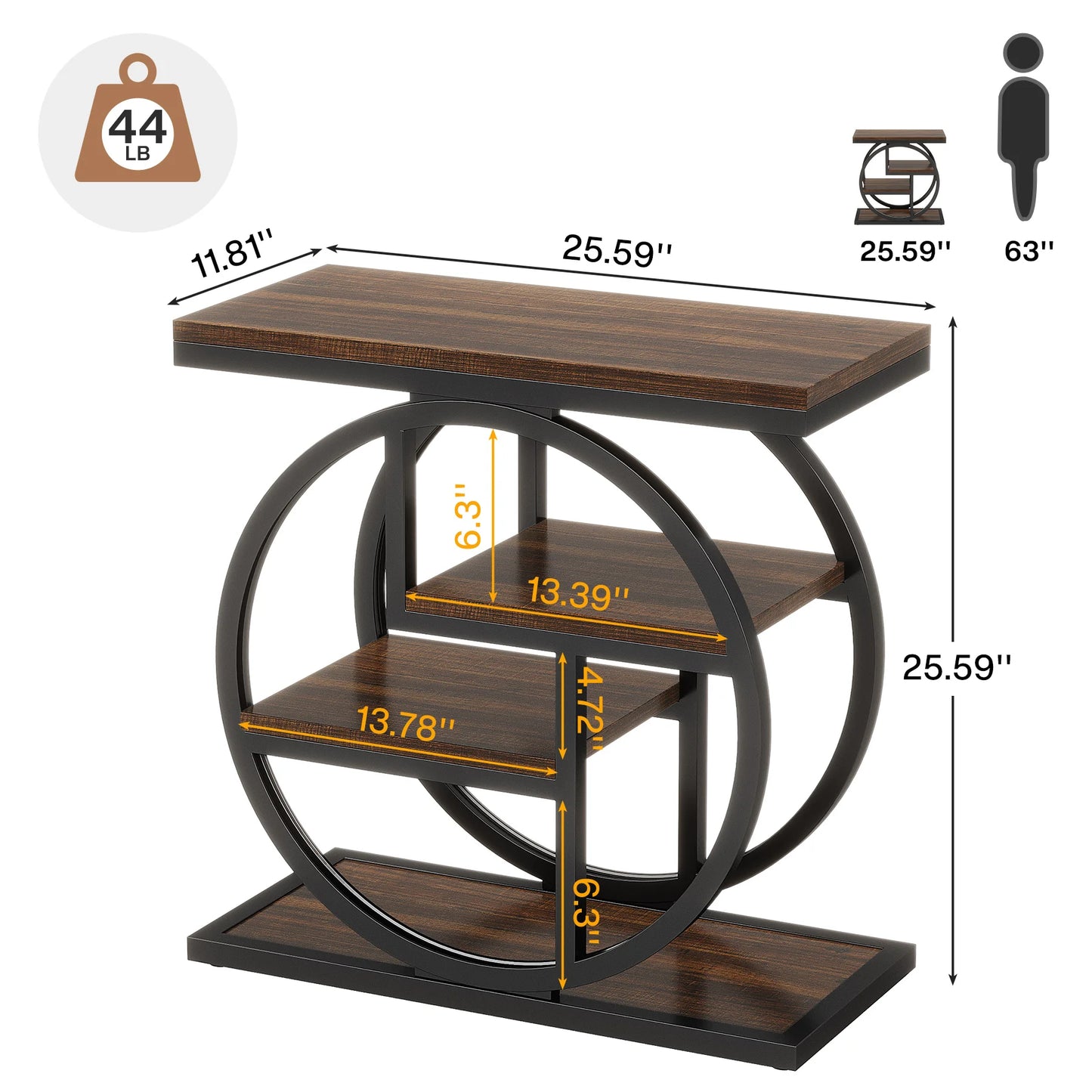 4-Tier Narrow Side End Table with Storage Shelves