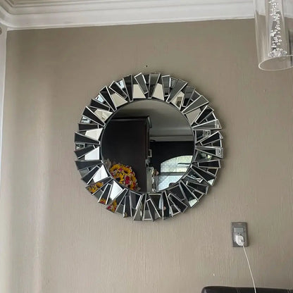 Unique Sunburst Decorative Wall Mirror, 31.5 Inch Round