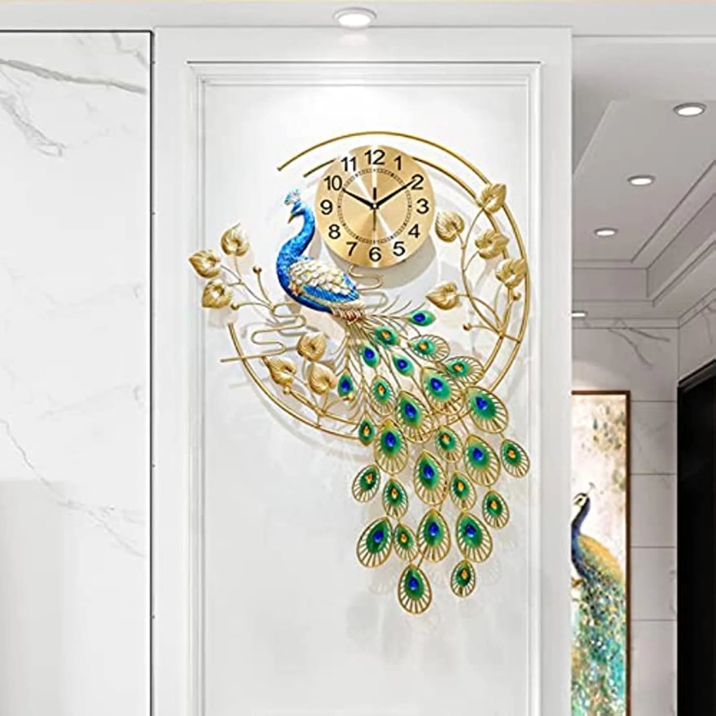 Metal Peacock Shaped, Silent Wall Clock