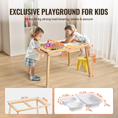 Wooden Sensory Table for Kids Activity with Storage Bins