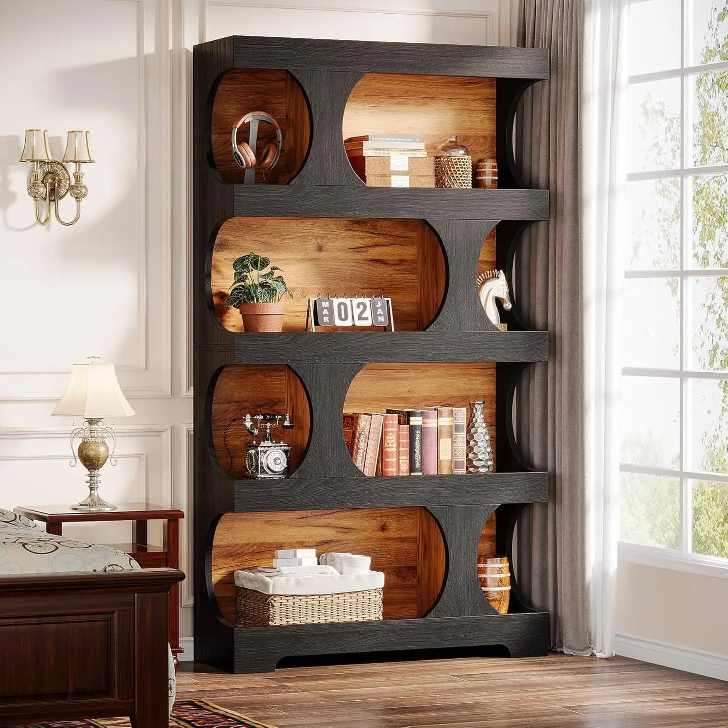 Modern 4-Tier Asymmetrical Bookshelf