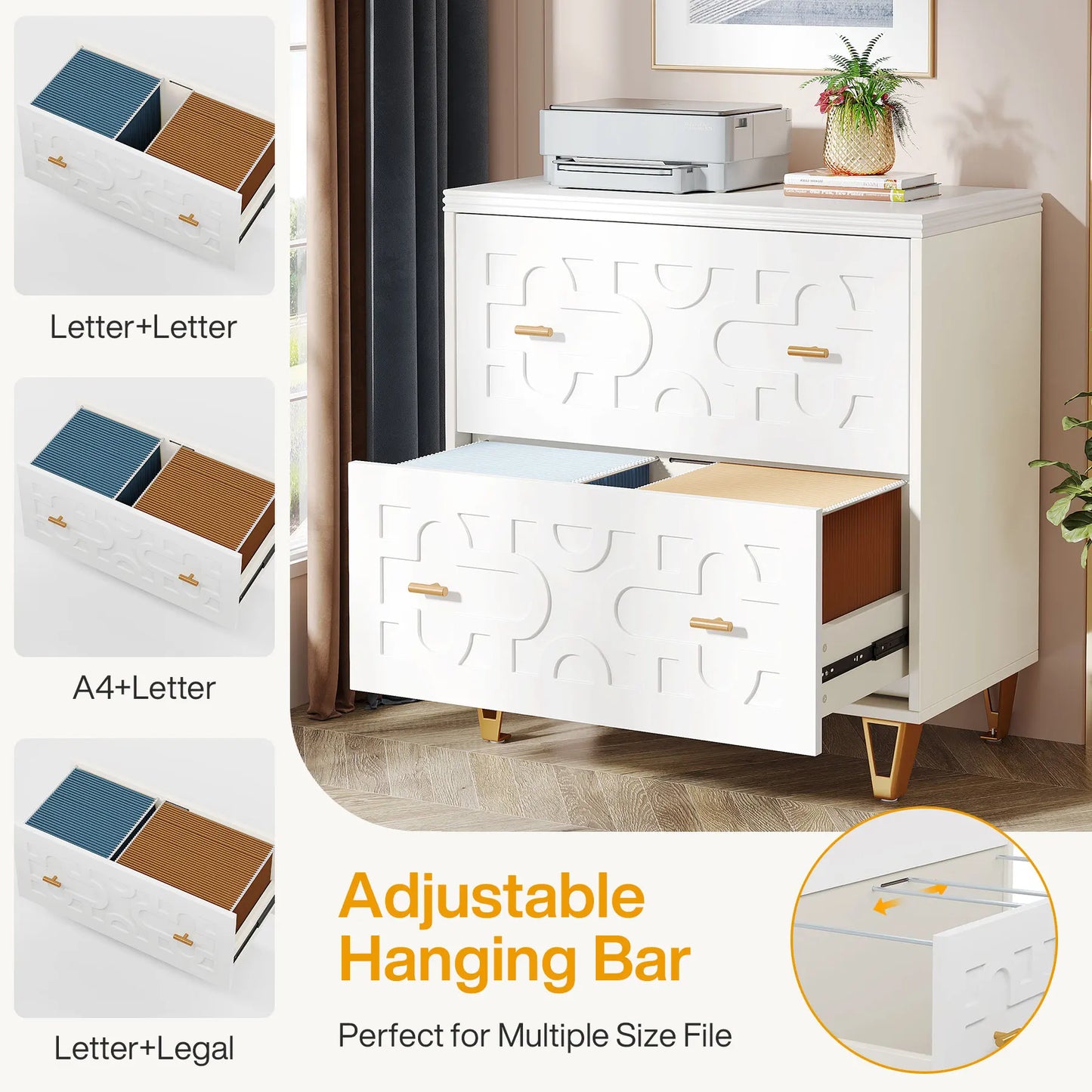 2-Drawer Lateral File Cabinet for Legal/Letter/A4 Size Files