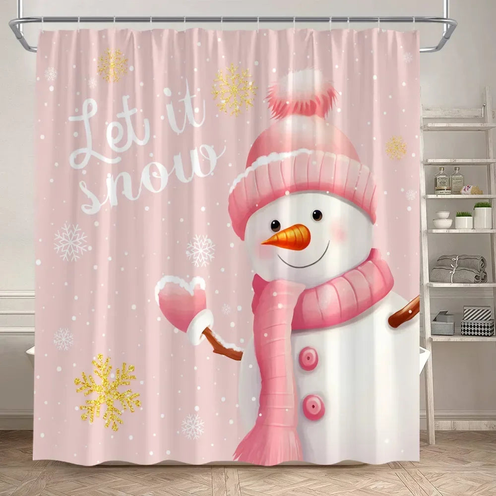 Christmas Shower Curtain & Bath Mat Set