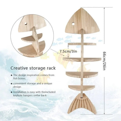 Creative Wooden Fishbone Wall Storage Shelf