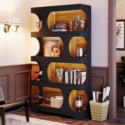 4-Tier Wood Decorative Display & Storage Shelves