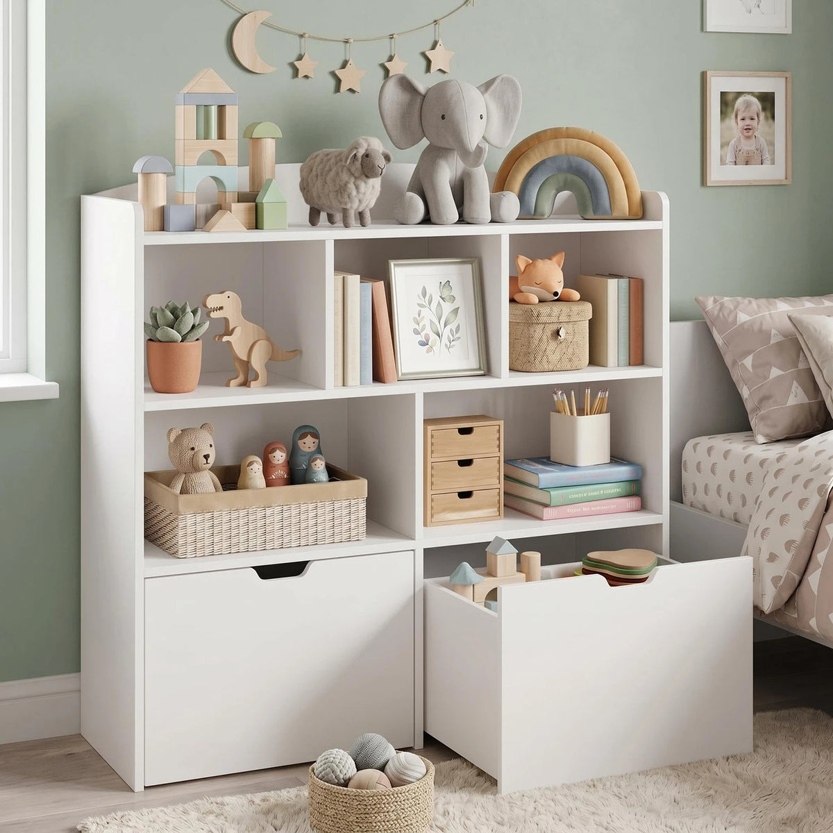 Kids Toy Storage Organizer with Bookshelf