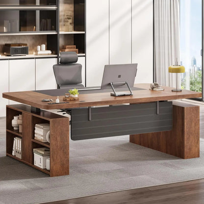 Adjustable Standing Executive Desk with Storage & Power Outlets