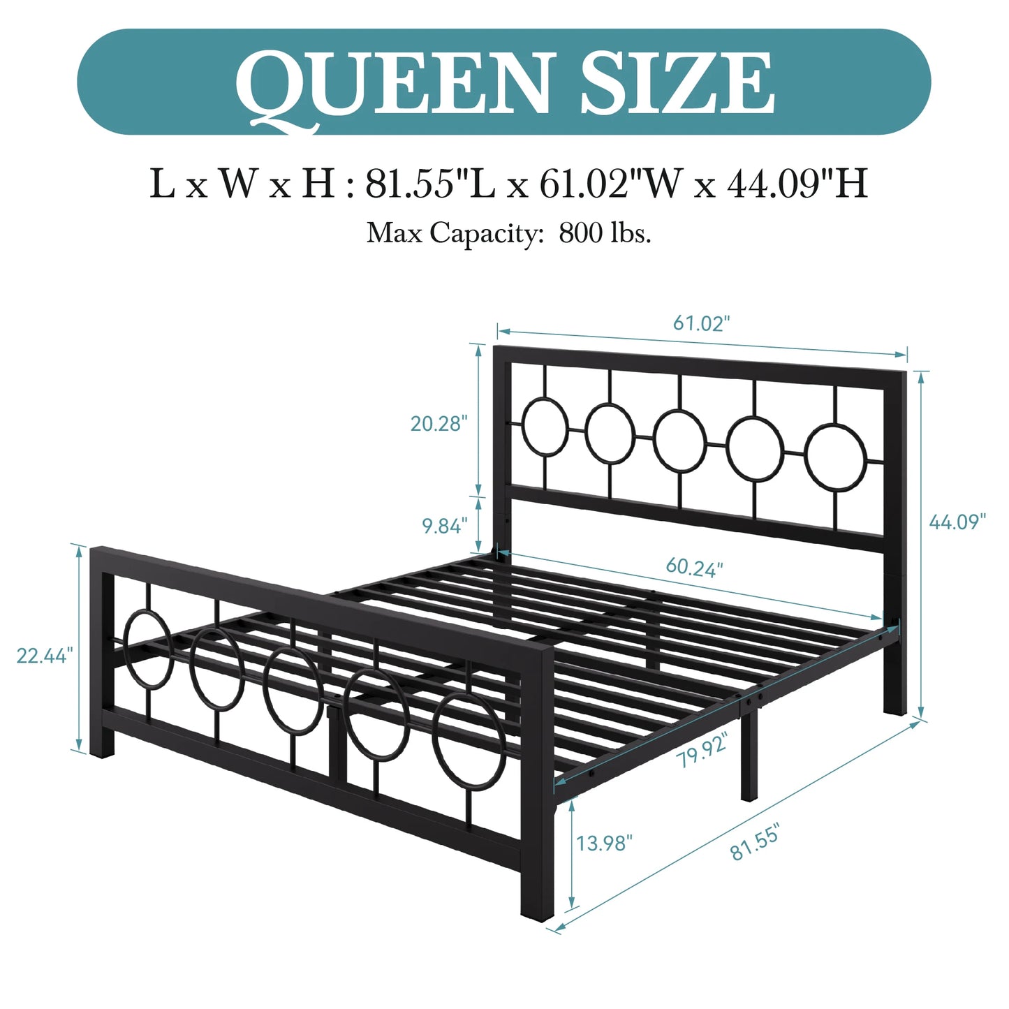 Metal Platform Bed Frame with Vintage Circular Design