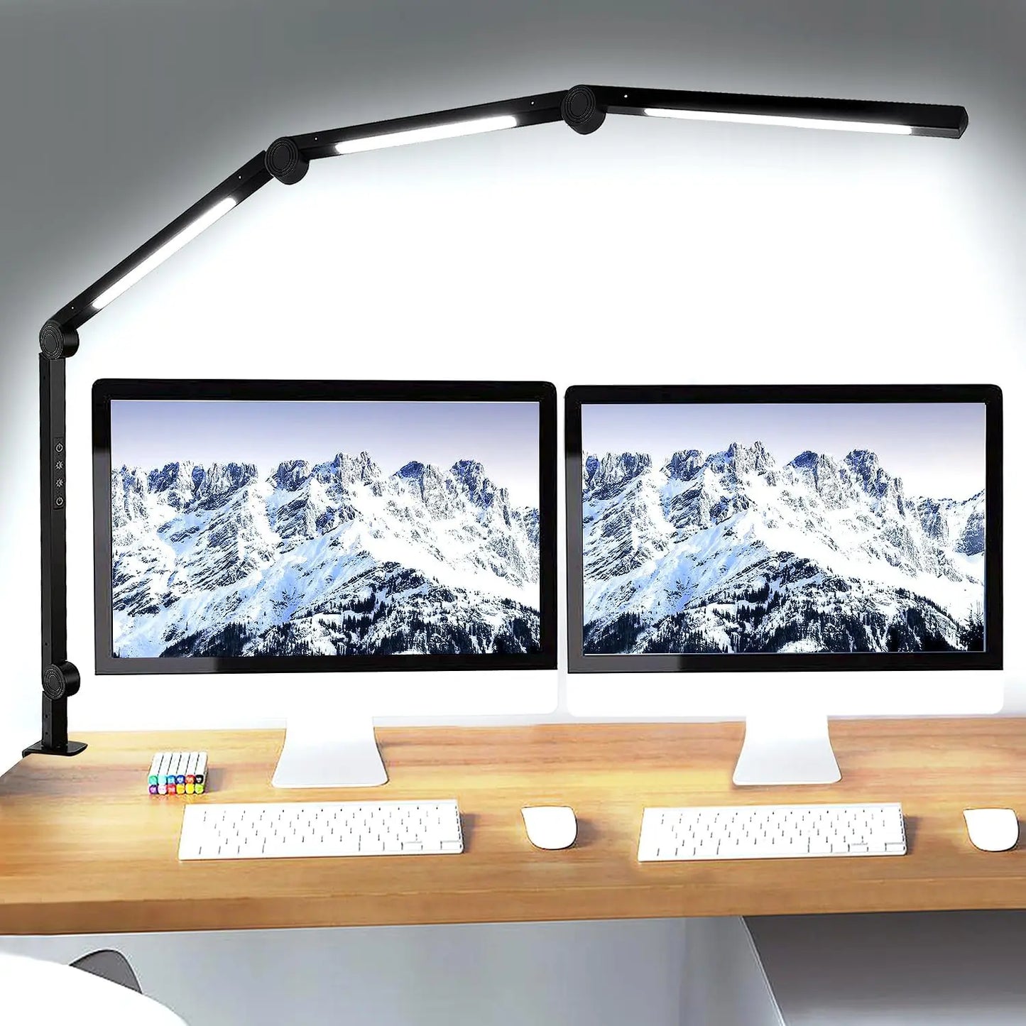 Flexible 4 sections Swing Arm Three Light Sources Desk Light
