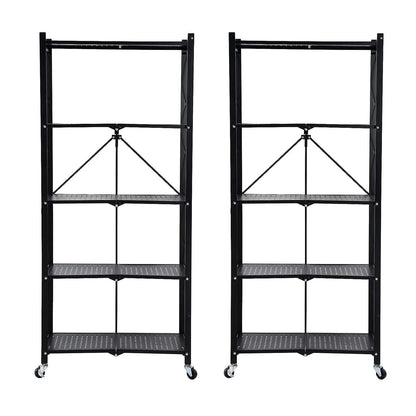 Foldable 5 -Tier Metal Storage Shelving Unit with Wheels