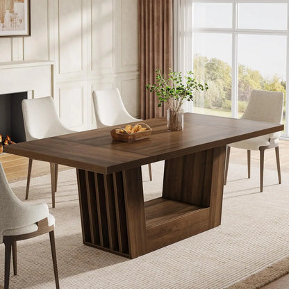 Rectangular Kitchen Dinner Table with Heavy-Duty Base