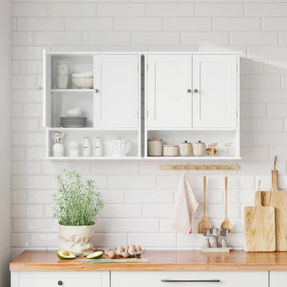3-Tier Bathroom Wall Cabinet with Doors & Adjustable Shelves