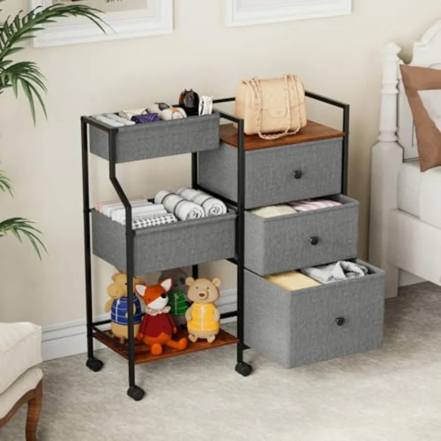 Baby Diaper Caddy Organizer Cart with Dividers and Drawers