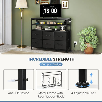 Wood Top TV Media Console Table Cabinet, Holds Up to 45" TV