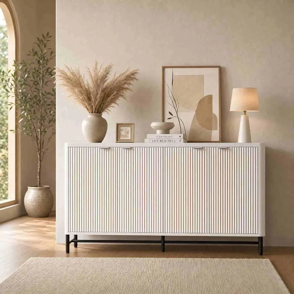 65” Fluted Credenza Sideboard with Adjustable Storage Shelves