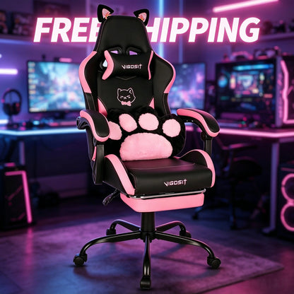 Ergonomic Computer Chair with Footrest, Headrest & Lumber Support