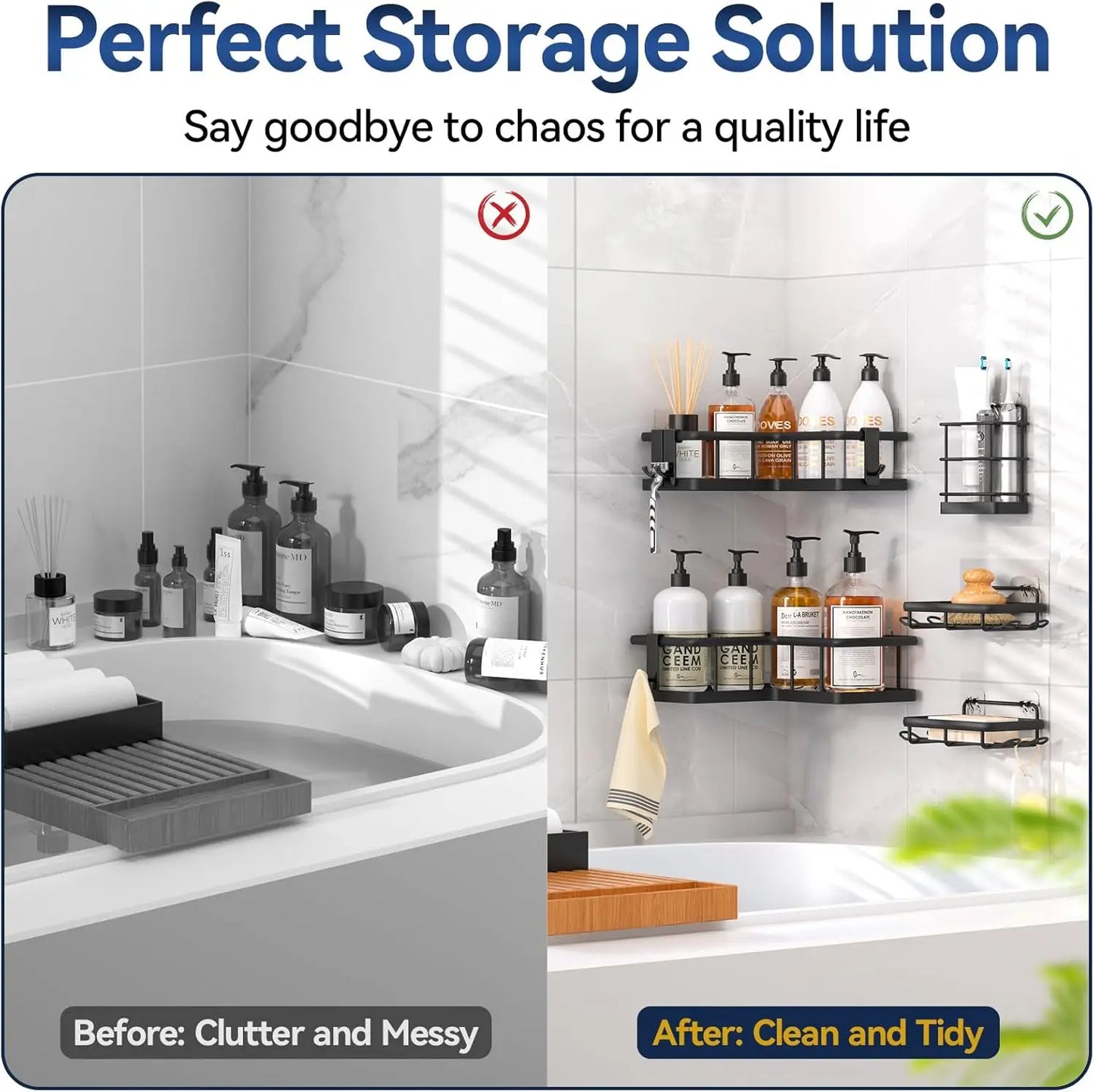 5-Pack Rustproof Shower Organizer Corner with Soap Holder