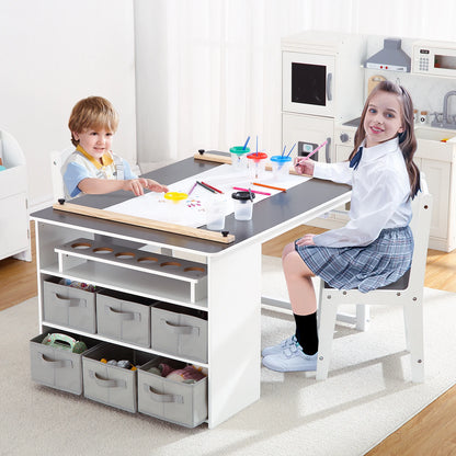 Toddler Craft & Play Wood Activity Table with Storage Bins