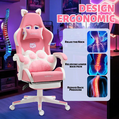 Ergonomic Computer Chair with Footrest, Headrest & Lumber Support