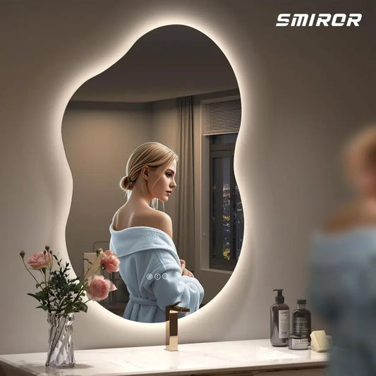 Irregular Backlit Bathroom Mirror with LED Lights 20 x 36
