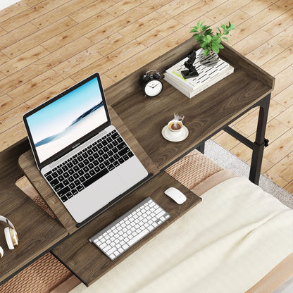 Queen Size Over Bed Desk with Adjustable Tilt Stand & Wheels