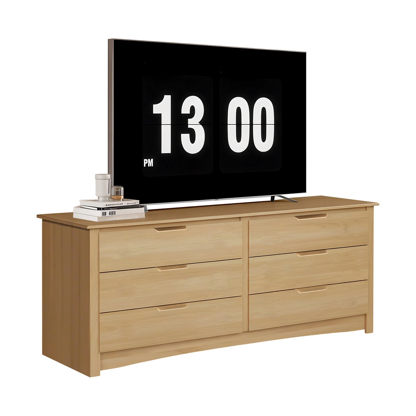 59" Wide Chest of Drawers with 6 Wood Drawers for Storage