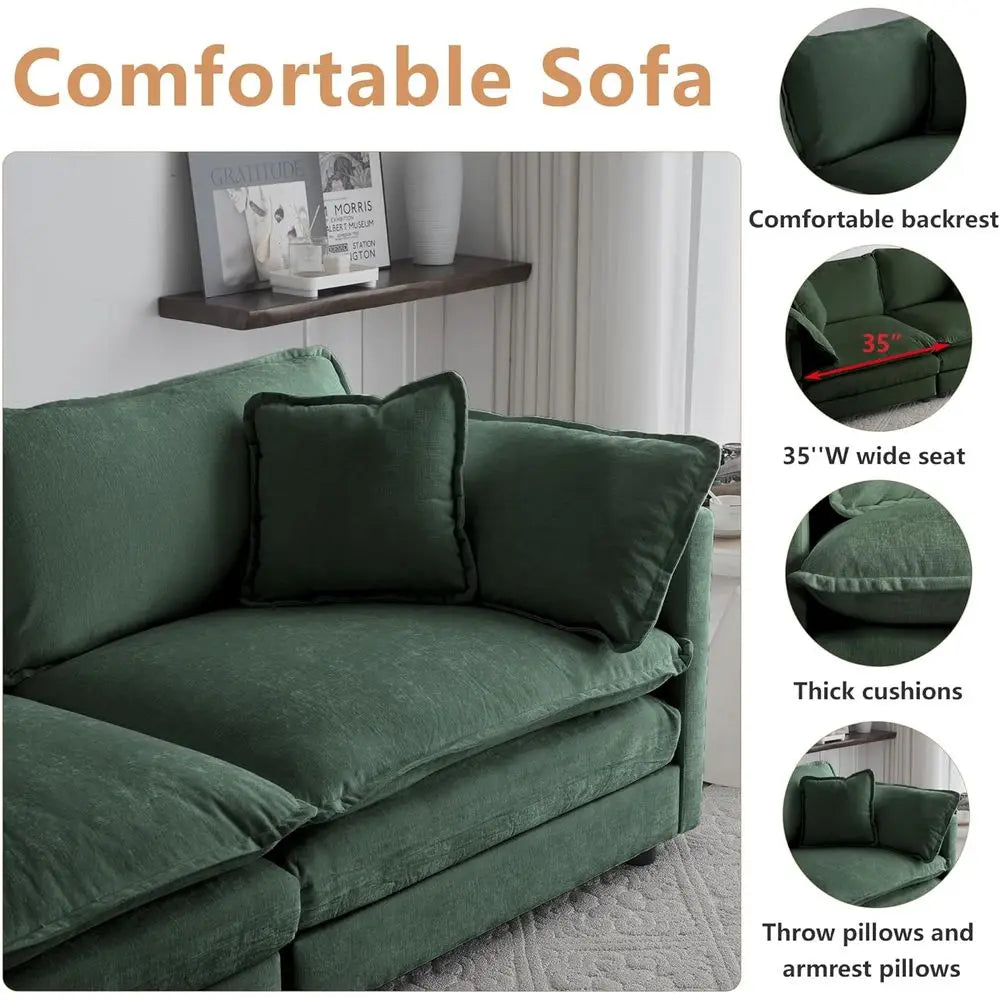 3-Piece Luxury Sofa Set with Removable Ottoman