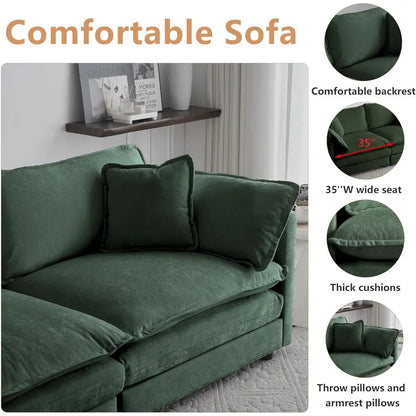 3-Piece Luxury Sofa Set with Removable Ottoman