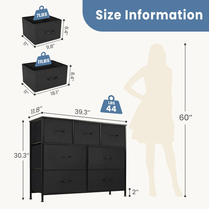 Storage Organizer, Dresser with 7 Fabric Drawers