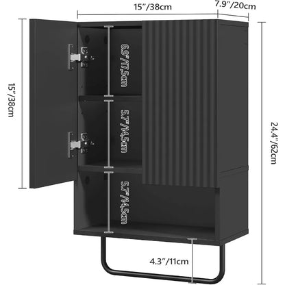 Wall Mounted Medicine Cabinet w/ Towel Bar & Adjustable Shelf