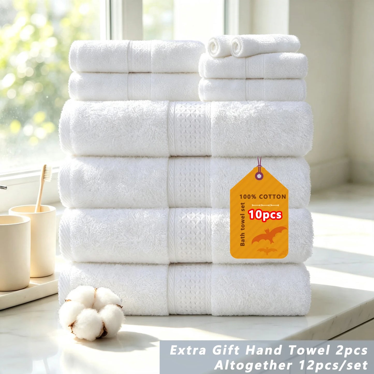 20/16/10pcs Cotton Soft Bath Towel Set for Bathroom