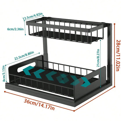 2 Tier Sliding Basket, Cabinet Organizer Drawer
