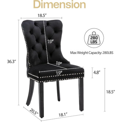 Velvet Dining Chairs Set of 6 with Wood Legs