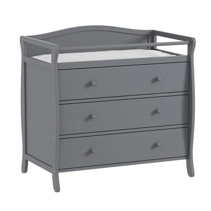 3 Drawer Wooden Diaper Changing Station with Safety Belt & Rails